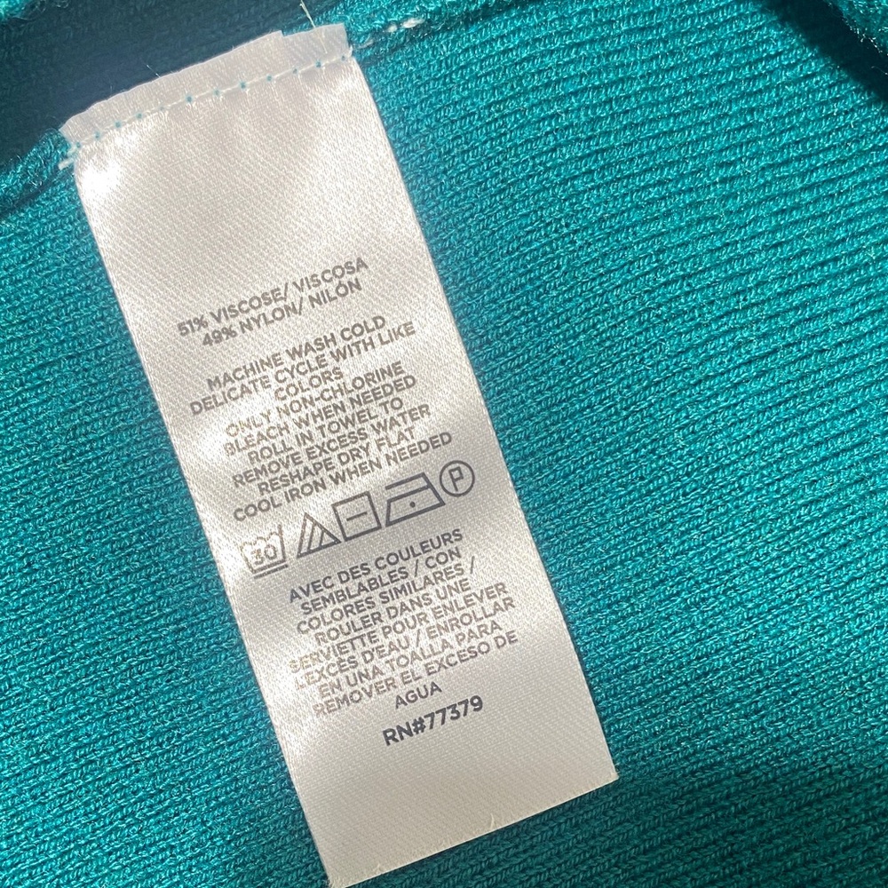Ann Taylor Teal Mock Neck Blouse - Picture 7 of 8